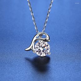 Chains 1ct Kramosanite Snowflake Dolphin Necklace D Color Ideal Cut Diamond Pendant S925 Silver Premium Classic Jewelry Gift