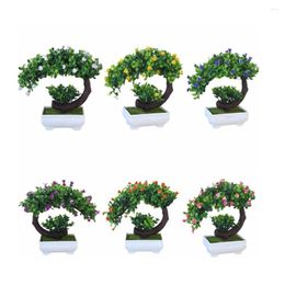 Decorative Flowers 1pcs Artificial Bonsai Small Simulation Plants Tree Pot Fake Potted Ornaments For Home Decoration Garden Decor