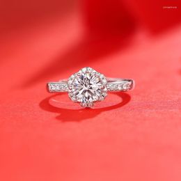 Cluster Rings 2 Flower Moissanite Ring 925 Sterling Silver Excellent Cut Past Diamond Test D Color Engagement For Women