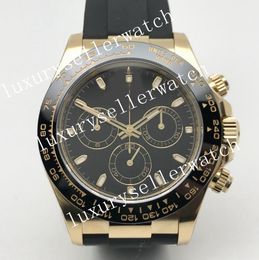 Men's Super 40mm Automatic movement Clean Factory 4130 Slim Chronograph Black Dial with Stick 18K Yellow Gold Plated Grade Sapphire Ceramic Bezel Wristwatches