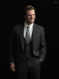 Men's Suits 2023 Tailor Made Groom Tuxedo Black Groomsmen Notch Lapel Wedding/Dinner Man Bridegroom (Jacket Pants Tie Vest)