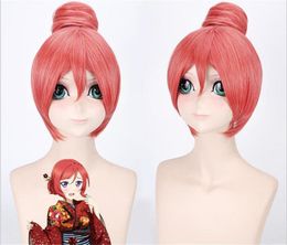 Party Masks Anime Love Live Maki Nishikino Cosplay Wig Watermelon Red Straight Short Wigs C034