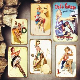 Sexy Girls Metal Tin Sign Print Plates Posters Bikini Beauty Tin Sign Plaques Man Cave Decor Pub Bar Sign Fashion Art Metal Pin Up Picture Home Decor Size 30X20CM w01