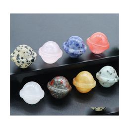car dvr Loose Gemstones Natural Semi Precious Stone Planet Ornament Handmade Craved Ufo Universe Shape Rock Gemstone Healing Crystal Home De Dh1Q2