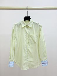 Women's Blouses 2023 Spring And Summer Women Shirts Yellow Striped Blue Cuff Letters Embroidered Casual Shirt