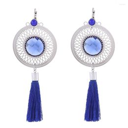 Dangle Earrings Blue Tassel Long For Women Fashion Wedding Jewellery Accessories Round Boho Ethnic Drop Fringe 2023