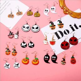 Stud Earrings Halloween Series Collection Original Illustration Style Ghost Cartoon Spray Paint Simple Costume Role-playingStud