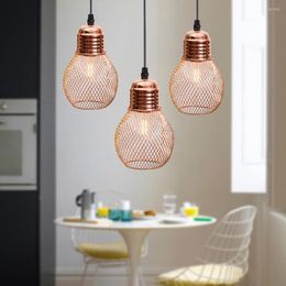 Pendant Lamps Rose Gold Retro Loft Industrial Iron Lights E14 LED Hanging Lamp For Home Living Room Bedroom Kitchen Luminaire