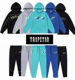 Trapstar Designer Hoodie Full Tracksuit Rainbow Towel Embroidery Decoding Hooded Sportswear Men and Women Suit ZipperNew sports trend