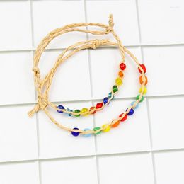 Bangle Colorful Acrylic Beads Weave Rope String Children Girl Friendship Bracelets Handmade Charm Strand Beach 2023 Jewelry