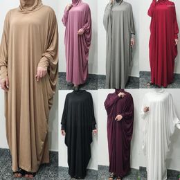 Ramadan Muslim Etnic Clothing One Piece Preghiera Hijab vestito Abaya Cover Dubai Women Niqab con cappuccio Full Robe Modest Jilbab Isl