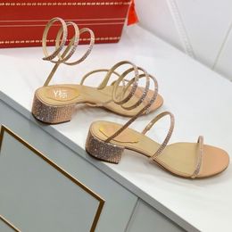 Sandals Fashion lady diamond sandal big size chunky heel s spiral shape shoes low z841 230225