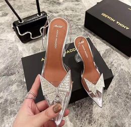 Official Quality Amina Shoes Begum Crystal-embellished PVC Slingback Pumps Muaddi Restocks Slingbacks 10cm High Heel