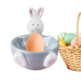 Other Toys Ceramic Bunny Easter Egg Holder Rabbit Boiled Egg Cups Home Kitchen Decoration Easter Party Decoration 230227