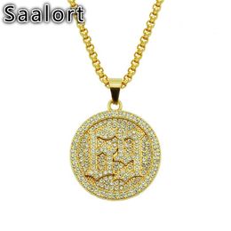 Pendant Necklaces Number 69 Round Alloy Chain With Crystal Zircon Inlaid Exquisite Male Accessories Necklace Gift For Men And Boys