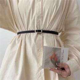 Belts Thin Belt For Women Adjustable Casual Skinny Faux Leather Waist Dress Belt Ladies Designer Decoration Waistband x645 Z0223