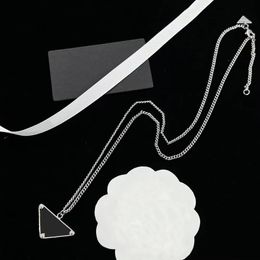 Fashion Jewelry Designer Necklace Silver Chain Unisex Luxury Gift Black White P Triangle Initial Pendant Design Party Hip Hop Punk Men Necklaces Trendy Tiktok