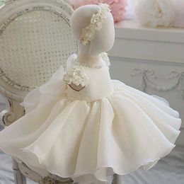 Girl's Dresses New Flower Girl Dress For Wedding Beading Appliques Lace Ball Gown Infant Princess Baby Girls Baptism Christening Birthday Gown