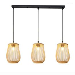 Pendant Lamps 3 Heads Bamboo Lamp Hand Knitted Chinese Restaurant El Bedroom Balcony Japanese Lantern Decor Lighting Fixtures