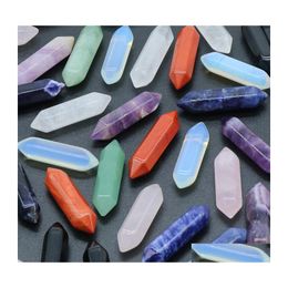 car dvr Stone Natural Crystal Hexagonal Pyramid Jewelry Acc Mineral Statue Ornament Home Decoration Drop Delivery Dh5Cy