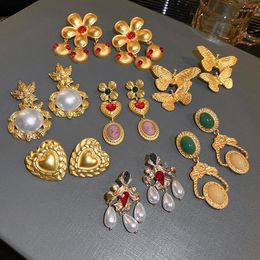 Dangle Earrings 2023 Fashion Zircon Long For Women Shiny Golden Colour Crystal Pearl Pendant Wedding Event Jewellery Gift