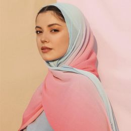 Scarves Crinkled Two-tone Colour Bubble Chiffon Pleated Solid Shawls Headband Beach Hijab Summer Muslim Wraps Scarf 10pcsScarves Kiml22