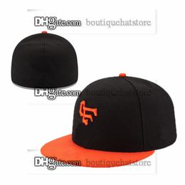 One Piece Men's Team Baseball Fitted Hats Black Royal Blue Purple Colour Giant " SF B Flat Letter Sport Full Closed Caps Mix Size 7- 8 for