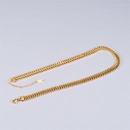 Chains 18K Gold Colour Male And Female Short Clavicle Chain Necklaces & Pendants For Women Stainless Steel Fine Jewellery Collares