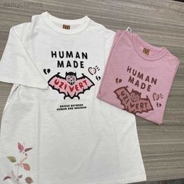 Men's T-Shirts Spring Human Made Realistic Pictures High Quality Pink T Shirt Men Women Bat Love Print T-shirt