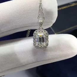 Chains Passed Diamond Test S925 Silver Gold Plated Emerald Full Moissanite Pendant Women Fashion Jewellery Luxury Gift