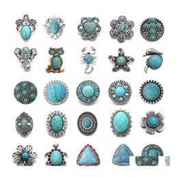 car dvr Other Turquoise Components 18Mm Elephant Owl Cross Turtle Metal Snap Button Fit Diy Jewelry Drop Delivery Findings Dhdri