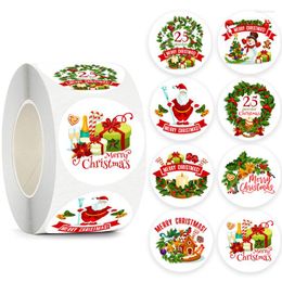 Gift Wrap 500Pcs 1 Inch Merry Christmas Day Decoration Tags Labels Stickers DIY 2.5cm Wrapping Seals Paper