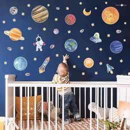 Wall Stickers Cartoon Solar System For Kids Rooms Living Room Home Decoration Decals Nursery Mural Baby Decor