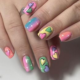 False Nails 3D Heart Star Fake Set Y2k Cool Press On Faux Ongles Long French Cofftin Tips Ballet Detachable Girl DIY Manicure