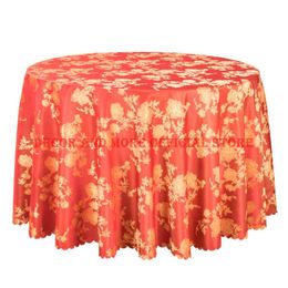 Table Cloth Luxury Floral Tablecloth Red Wedding Round Covers Poly Jacquard Dining Linen El Banquet Square Cloths