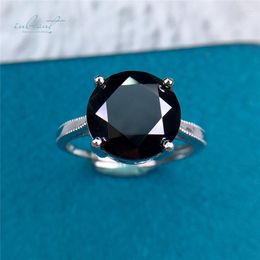 Cluster Rings Inbeaut 925 Silver 5 Ct Round Excellent Cut Pass Diamond Test Sparkling Black Moissanite Ring For Women Vintage Fine Jewellery