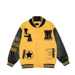 Men's Jackets Vintage Patchwork Baseball Men Women Street Letter Flocking Varsity Bomber Jacket Hip Hop Oversized College Coats Couple