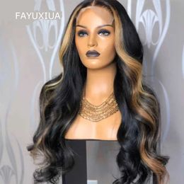 Synthetic Wigs Highlight Lace Front Wig Body Wave Omber Synthetic Coloured Hair s for Women Heat Resistant Glueless 230227