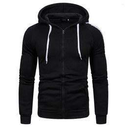 Men's Hoodies 2023 Autumn Set Head Side Zipper Plain Colour Casual Contrast Hoodie For Men