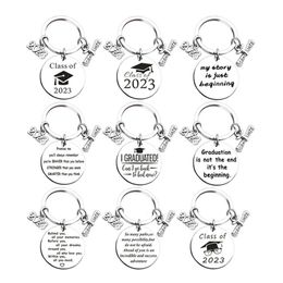 2023 Graduation Keychains Party Favor Stainless Steel Keychain Pendant Student Graduation Gift Keyring Key Chains 30MM