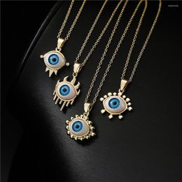 Chains Products In Europe And America 18K Gold Plated Lucky Geometric Eye Pendant Necklace Female