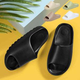 Men's Summer Slides Breathable Cool Beach Shoes Flip Flops Fish Mouth Bone White Men Slippers Lightweight Women shoes chinelos W220223 10A1088