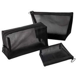 Storage Bags 1PC Black Women Men Necessary Cosmetic Bag Transparent Travel Organiser Fashion Small Large Black Toiletry Bags Makeup Pouch Y2302