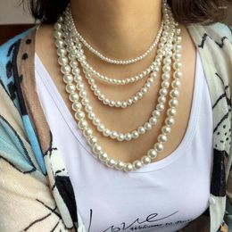 Choker Bohemian Vintage Round Shape Pearls 4MM /6MM/8MM /10MM /12MM Handmade DIY Pearl Beaded Wedding Party Statement Necklace