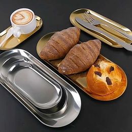 Decorative Plates Modern Storage Tray Metal Rose Gold Plate Silver Oval Storage Tray Decorative Jewellery Display Storage Supplies Fruit Plate Z0227