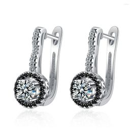 Stud Earrings Fashion Exquisite Flower Shape Black / White Zircon Charm Women's Bridal Wedding Cocktail Jewellery