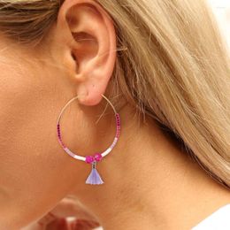 Dangle Earrings Go2BoHo Purple Tassel Hoop Stainless Steel Fashion Jewellery Ruby Ombre Miyuki Seed Beaded Boho Crystal Earings For Women