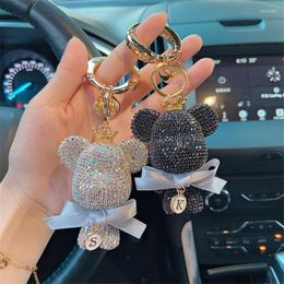 Keychains Fancy Fantasy Bowknot Key Chain Strass Rhinestone Bear Animal Keychain Strap Car Lady Bag Pendant Llaveros Para MujerKeychains