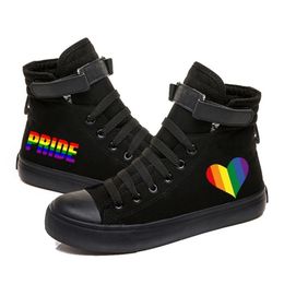 GAI Dress Shoes Dro Rainbow Stripe LGBT Pride Print Casual College Style High-top Sneaker 230225