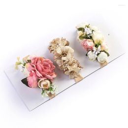 Hair Accessories Artificial Fake Flowers Headband Nylon Head Bands With Beautiful Rose For Kids Born High Elastic Headdress